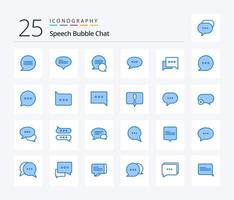 Chat 25 Icon Pack in blauer Farbe inklusive Blase. Botschaft. sich unterhalten. Kommentar. Blase vektor