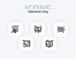 Valentinstag Linie Icon Pack 5 Icon Design. Video. Liebe. Herz-Abzeichen. Liebe. Planke vektor