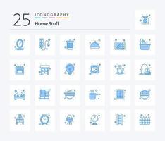 Hem grejer 25 blå Färg ikon packa Inklusive mikrovågsugn. bin. kök. maträtt vektor