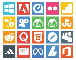 20 Symbolpakete für soziale Medien, einschließlich Gmail MySpace Stumbleupon Browser HTML vektor