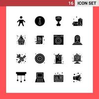 16 kreative Symbole moderne Zeichen und Symbole von Brief Cupcakes Fleisch Cupcake Kuchen editierbare Vektordesign-Elemente vektor