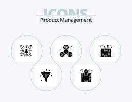 Produktmanagement-Glyphen-Icon-Pack 5-Icon-Design. Perfektion. Geld. Paket. Uhr. Kunde vektor