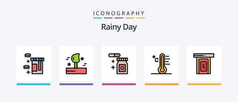 regnig linje fylld 5 ikon packa Inklusive regnar. moln regnar. signal. vatten. regn. kreativ ikoner design vektor