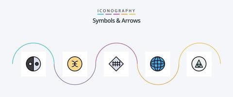 symbole und pfeile linie gefüllt flach 5 icon pack inklusive rune. weltweit. Zaun. Versand. Straßensymbole vektor
