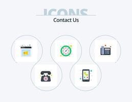 Kontaktieren Sie uns flaches Icon Pack 5 Icon Design. Telefon. Anschauen. Browser. Zeit. Website vektor