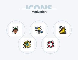 Motivationslinie gefüllt Icon Pack 5 Icon Design. . Fall. Abzeichen. Aktentasche. Hand vektor