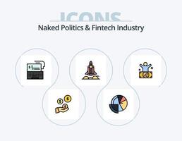 nackte Politik und Fintech-Industrielinie gefüllt Icon Pack 5 Icon Design. Millionär. Milliardär. Kryptowährung. Finanzen. Analytik vektor