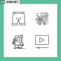 piktogram uppsättning av 4 enkel fylld linje platt färger av Tillbehör mobil klänning ny Artikel ui redigerbar vektor design element