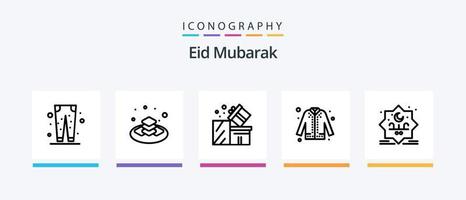 Eid Mubarak Line 5 Icon Pack inklusive Pent. Hose. Muslim. eid. Mode. kreatives Symboldesign vektor