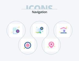 Navigation Flat Icon Pack 5 Icon-Design. Punkt. Stift. löschen. Karte. punktgenau vektor