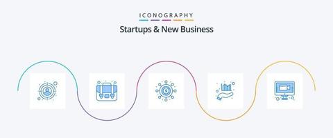 Startups und New Business Blue 5 Icon Pack inklusive Meeting. Marketing. Wirtschaft. Hand. Diagramm vektor