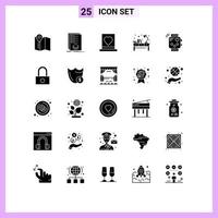 Stock Vector Icon Pack mit 25 Zeilenzeichen und Symbolen für Arbeitsplatz Tisch Bräutigam Licht Leidenschaft editierbare Vektordesign-Elemente