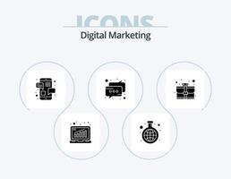 digital marknadsföring glyf ikon packa 5 ikon design. fall. e-post. chatt. prata. chatt vektor