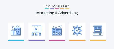 Marketing und Werbung Blue 5 Icon Pack inklusive Werbung. Marketingprozess. Werbung. Vermarktungskampagne. Radio. kreatives Symboldesign vektor