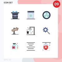 9 universelle flache Farben für Web- und mobile Anwendungen Suchduschkameraobjektive saubere Zeichen editierbare Vektordesign-Elemente vektor