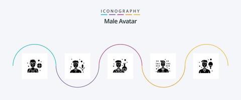 Symbolpaket für männliche Avatar-Glyphe 5 mit Sport. Junge. Benutzerbild. Benutzerbild. Programmierer vektor