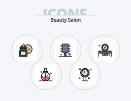skönhet salong linje fylld ikon packa 5 ikon design. smink. kosmetika. frisering. skönhet. stänga vektor