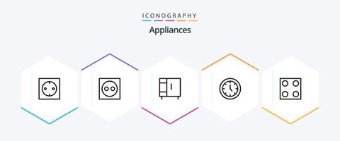 apparater 25 linje ikon packa Inklusive elektro. Hem apparater. plugg. möbel. garderob vektor