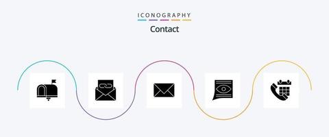 Kontakt Glyph 5 Icon Pack inklusive Anruf. Sieb. Email. Posteingang. kontaktiere uns vektor