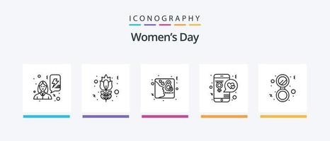 Womens Day Line 5 Icon Pack inklusive Frauen. weiblich. Liebe. acht. Zeichen. kreatives Symboldesign vektor