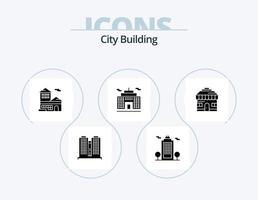 Stadtgebäude Glyphen-Icon-Pack 5 Icon-Design. Laden. Gebäude. Bank. Konzern. Gebäude vektor
