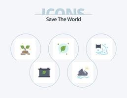 rette das weltflache icon pack 5 icon design. Industrie. speichern. grün. Blatt. Plaudern vektor