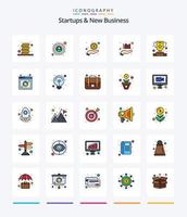 kreative Startups und neue Unternehmen 25 Zeilen gefülltes Icon Pack wie Winner. Leistung. Zahlung. Marketing. Graph vektor