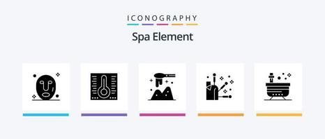 Spa Element Glyphe 5 Icon Pack inklusive Yoga. Spa. Löffel. Schönheit. Element. kreatives Symboldesign vektor