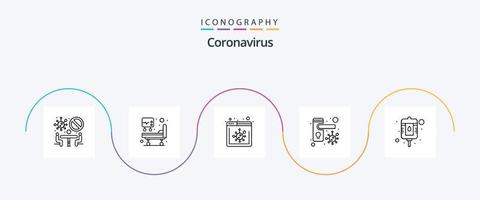 Coronavirus Line 5 Icon Pack inklusive Flasche. Bakterien. Browser. Sicherheit. Türknauf vektor