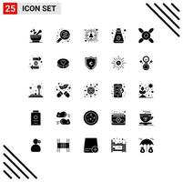25 universelle solide Glyphenzeichen Symbole von Fan-Camping-Publikum Sonnencreme editierbare Vektordesign-Elemente vektor