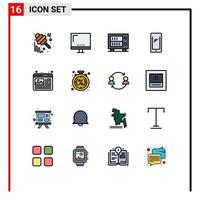 uppsättning av 16 modern ui ikoner symboler tecken för iphone mobil imac smart telefon säker redigerbar kreativ vektor design element