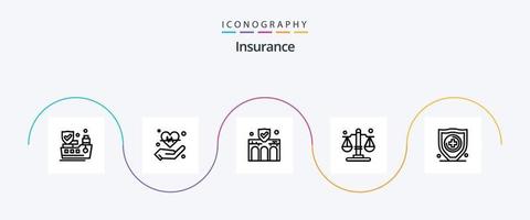 Insurance Line 5 Icon Pack inklusive Sicherheit. Versicherung. Unternehmen. Gesetz. Balance vektor