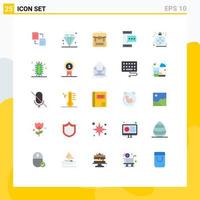 grupp av 25 platt färger tecken och symboler för smart telefon mobil väska meddelande bagage redigerbar vektor design element