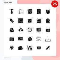 satz von 25 modernen ui-symbolen symbole zeichen für kreisdiagramm plattenspieler entwicklungstechnologie elektronik editierbare vektordesignelemente vektor