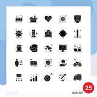 Packung mit 25 modernen Solid-Glyphen-Zeichen und Symbolen für Web-Printmedien wie Dollar Seo Laboratory Investment American Editable Vector Design Elements