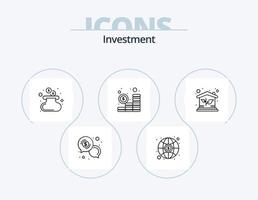 investering linje ikon packa 5 ikon design. fast egendom. hus. företag. eko. investering vektor