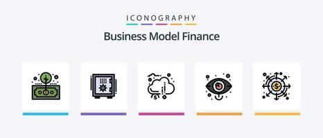 finansiera linje fylld 5 ikon packa Inklusive förvaltning. konto. underrättelse. rikedom. förvaltning. kreativ ikoner design vektor