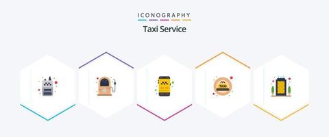 taxi service 25 platt ikon packa Inklusive kontor. byggnad. app. taxi. cab vektor