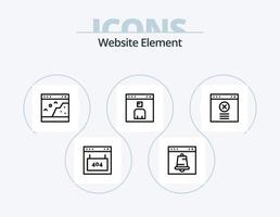 Website-Elementzeilen-Icon-Pack 5-Icon-Design. Zeit. Seite. Mappe. Schnittstelle. Webseite vektor