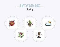 vår linje fylld ikon packa 5 ikon design. blad. växt. kraft. tillväxt. Sol vektor