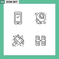 grupp av 4 fylld linje platt färger tecken och symboler för telefon konst android kaffe måla redigerbar vektor design element
