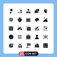 Aktienvektor-Icon-Paket mit 25 Linienzeichen und Symbolen für den Geist verbinden solide Kommunikations-Keynote-bearbeitbare Vektordesign-Elemente vektor