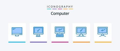 Computer blau 5 Icon Pack einschließlich .. kreatives Icon-Design vektor