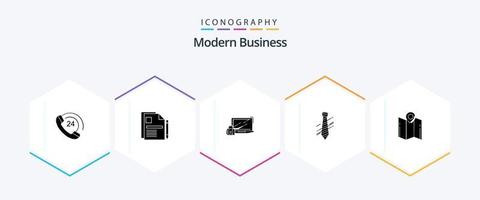 Modern Business 25 Glyphen-Icon-Pack inklusive Mode. Unternehmen. unterschreibe den Vertrag. binden. sperren vektor