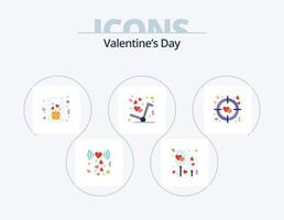 valentines dag platt ikon packa 5 ikon design. hjärta. tycka om. romantisk. skaffa sig. närvarande vektor