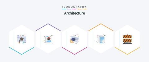 arkitektur 25 platt ikon packa Inklusive företag arkitektur. levereras. dokumentera. planen. Karta vektor