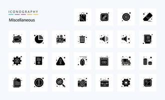 25 verschiedene solide Glyphen-Icon-Packs vektor