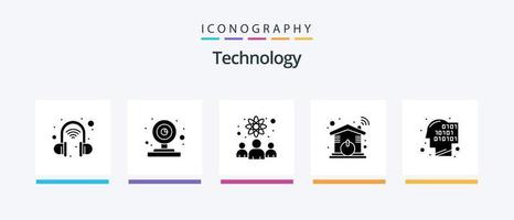 Technologie Glyphe 5 Icon Pack inklusive Mensch. binär. Physiker. W-lan. Heimat. kreatives Symboldesign vektor