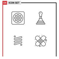 satz von 4 modernen ui-symbolen symbole zeichen für getriebe münzeneinstellung autowährung editierbare vektordesignelemente vektor