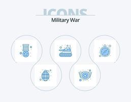 Militärkrieg blau Icon Pack 5 Icon Design. Zeitoptimierung. Militär. Abzeichen. kämpfen. Panzer vektor